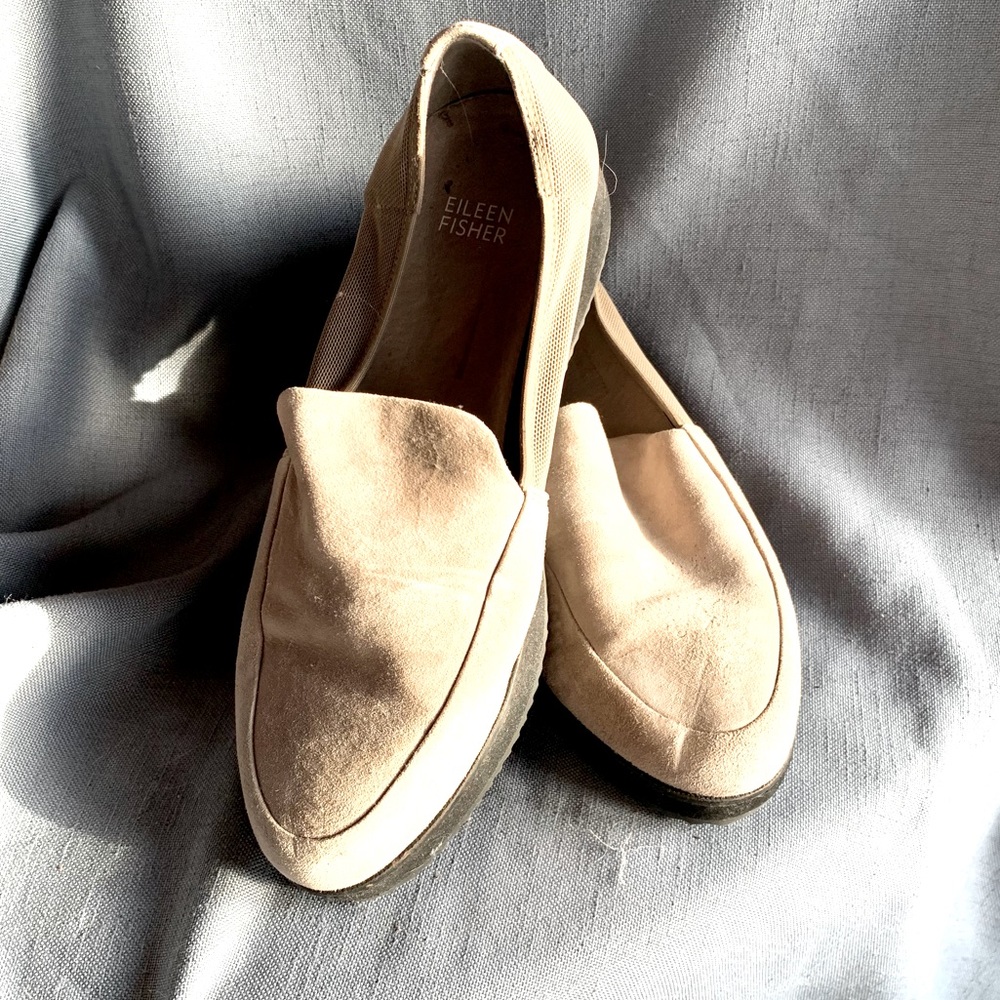 Eileen Fisher Grey suede mesh loafer size 8